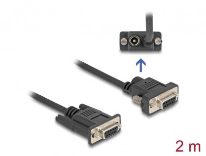 Cablu serial RS-232 D-Sub 9 pini cu alimentare DC M-M 2m, Delock 87838